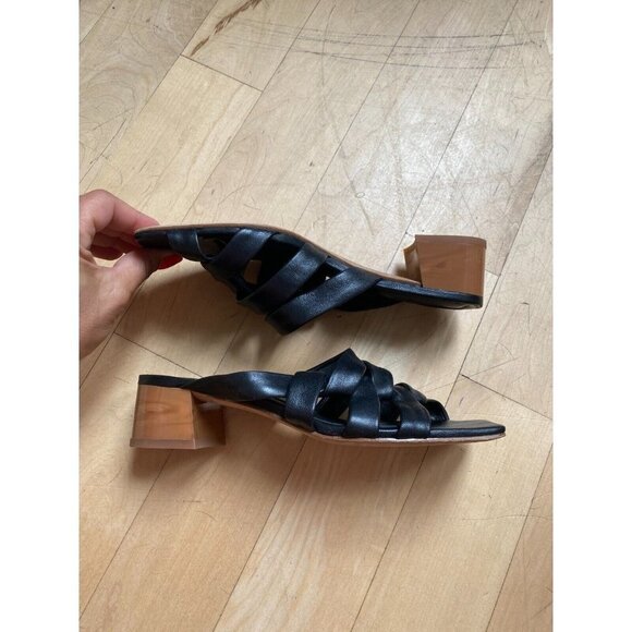 VINCE Women's "Tessa" block heel sandals leather square toe - Picture 4 of 8